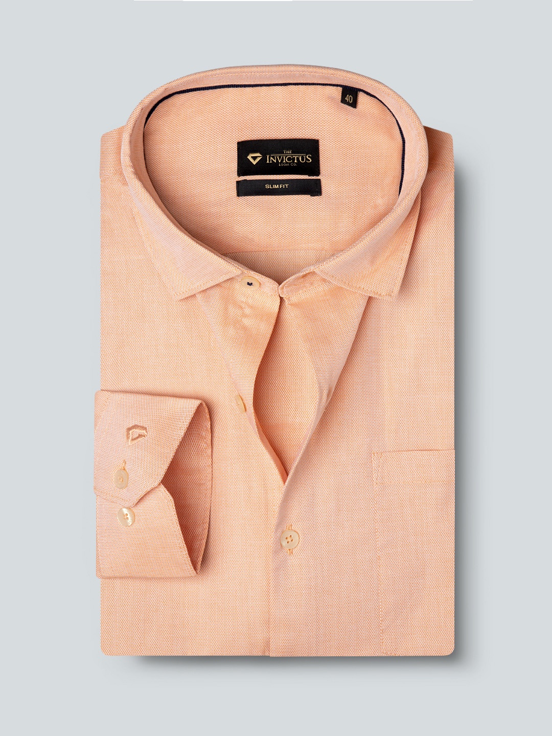 

INVICTUS Men Peach-Coloured Slim Fit Solid Formal Shirt