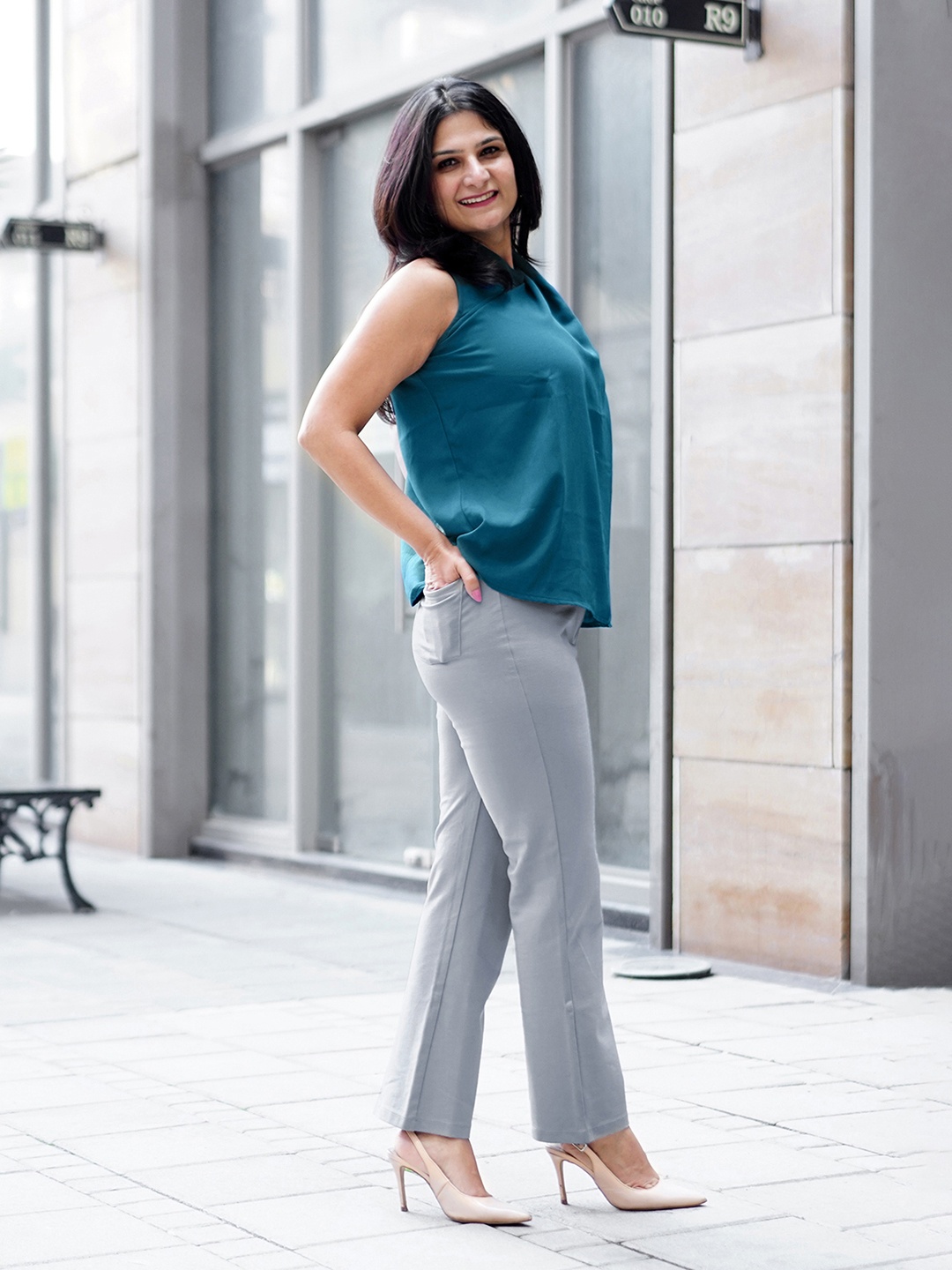 

FableStreet Women Grey LivIn Flared Solid Bootcut Trousers