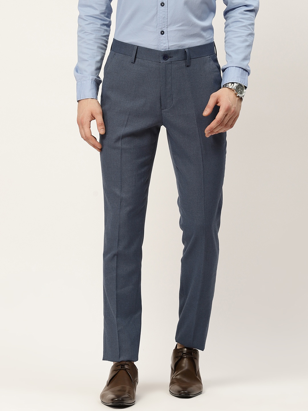 

INVICTUS Men Blue Regular Fit Solid Regular Trousers