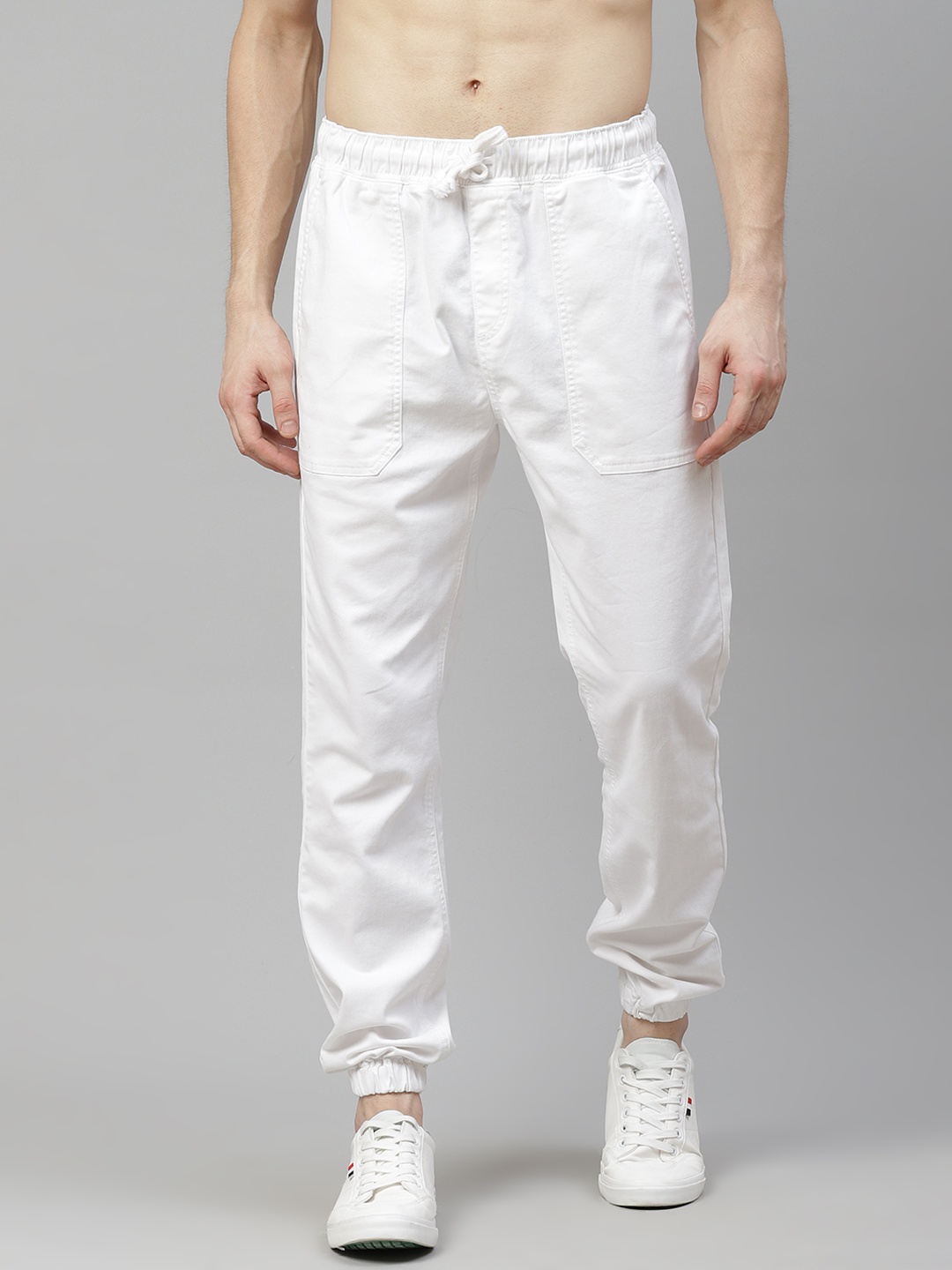 

HERE&NOW Men White Solid Joggers