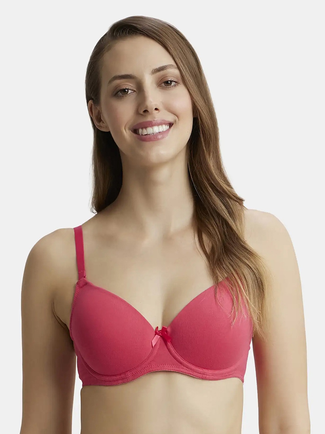 

Jockey UnderWired Padded Cotton Medium Coverage Multiway Styling Tshirt Bra-1245, Pink