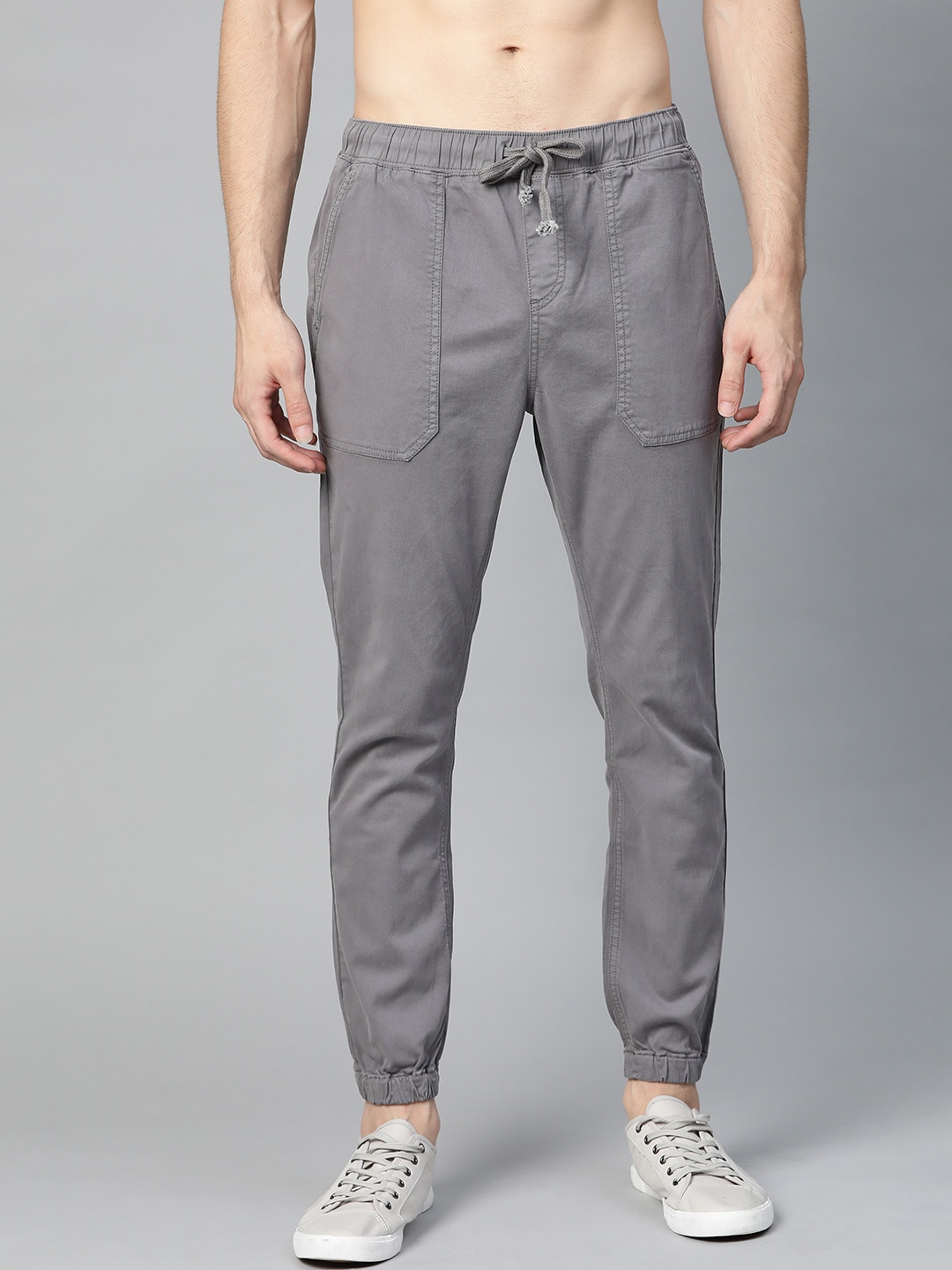 

HERE&NOW Men Grey Straight Fit Joggers Trousers