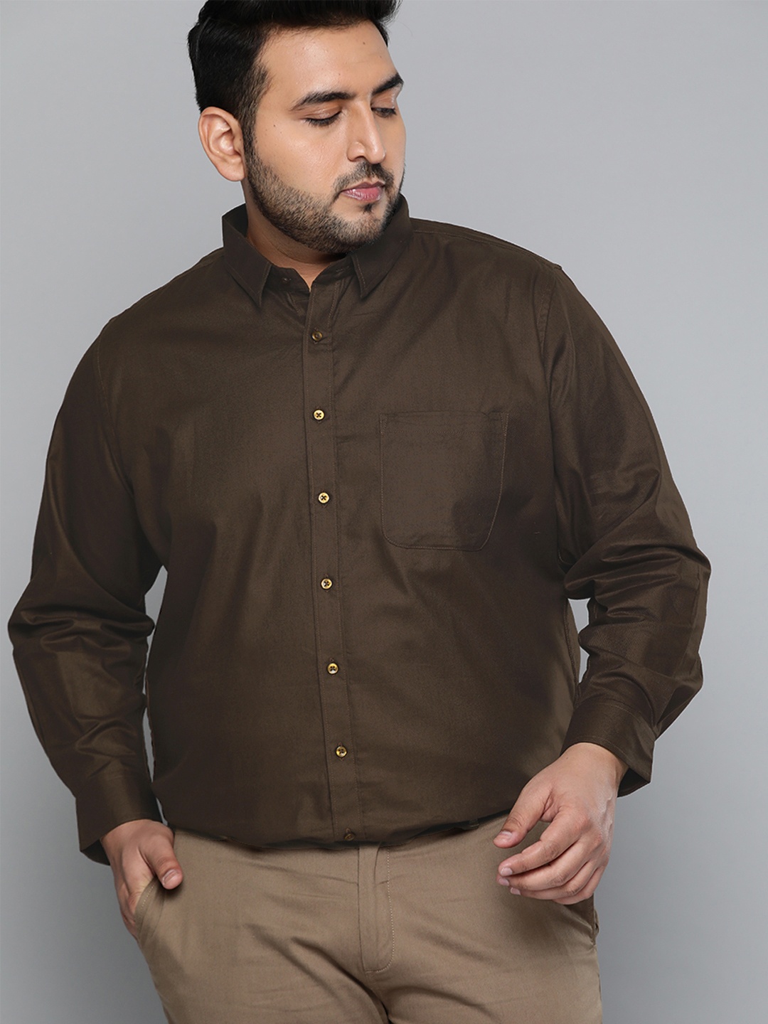

DENNISON Men Coffee Brown Smart Slim Fit Cotton Solid Formal Shirt