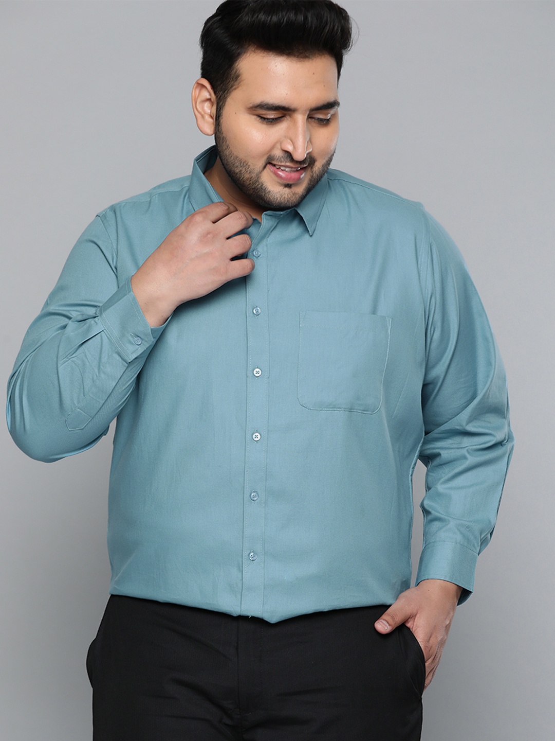 

DENNISON Men Blue Smart Slim Fit Pure Cotton Solid Formal Shirt