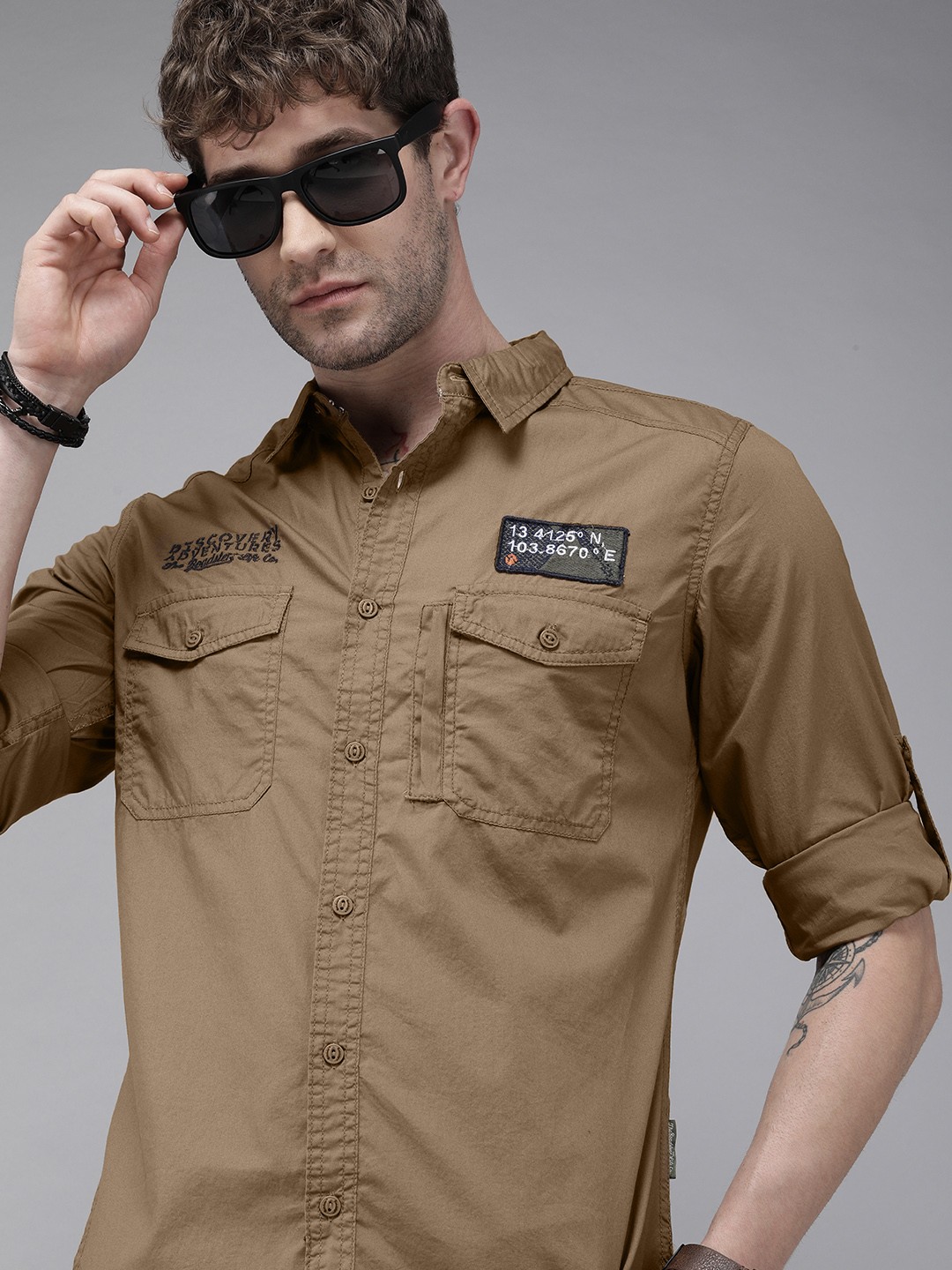 

Roadster x Discovery Adventures Mens Brown Moisture Management Shirt with Spec Cleaner