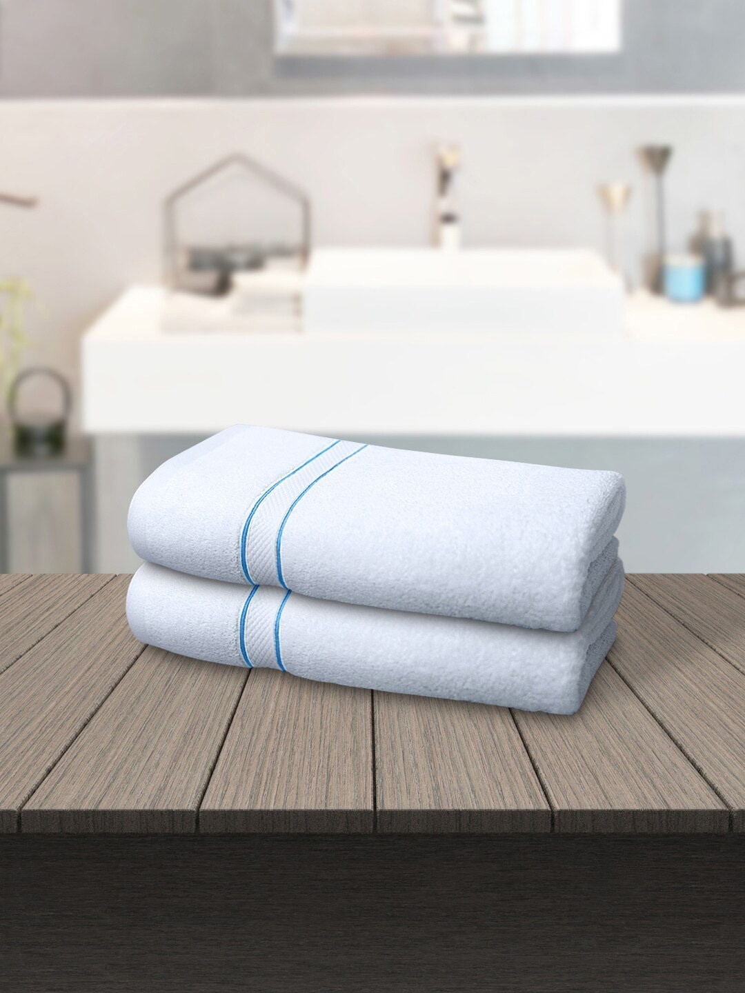 

PETAL HOME Set Of 2 White Solid 550 GSM Bath Towels