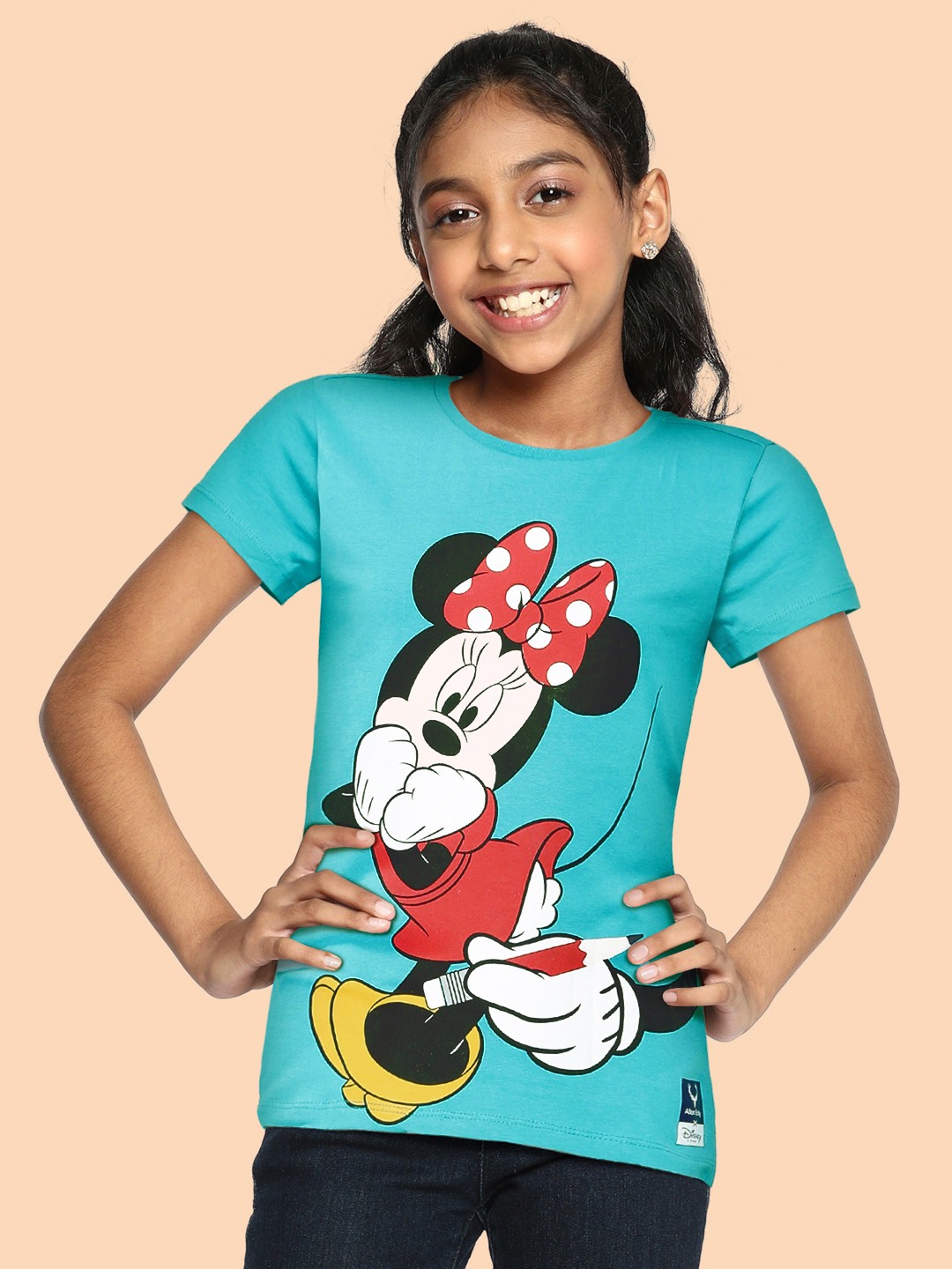 

Allen Solly Junior Girls Blue & Red Minnie Mouse Printed T-shirt