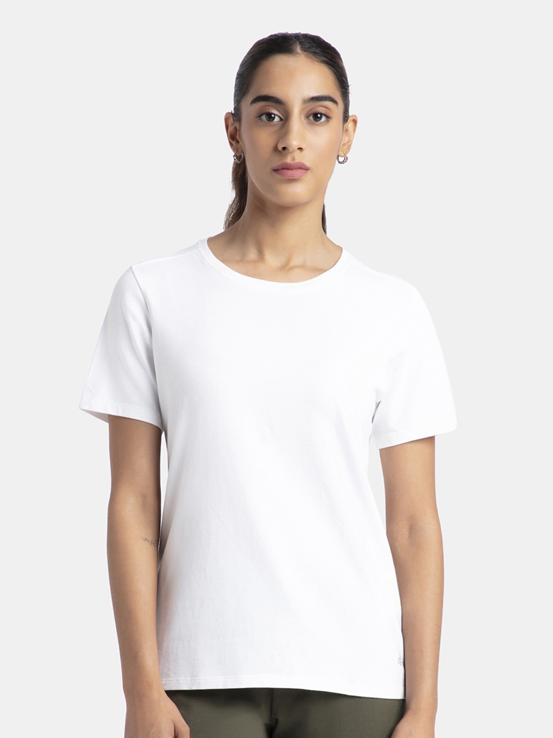 

Jockey Solid Super Combed Cotton Stretch Regular Fit Tshirt-1515, White