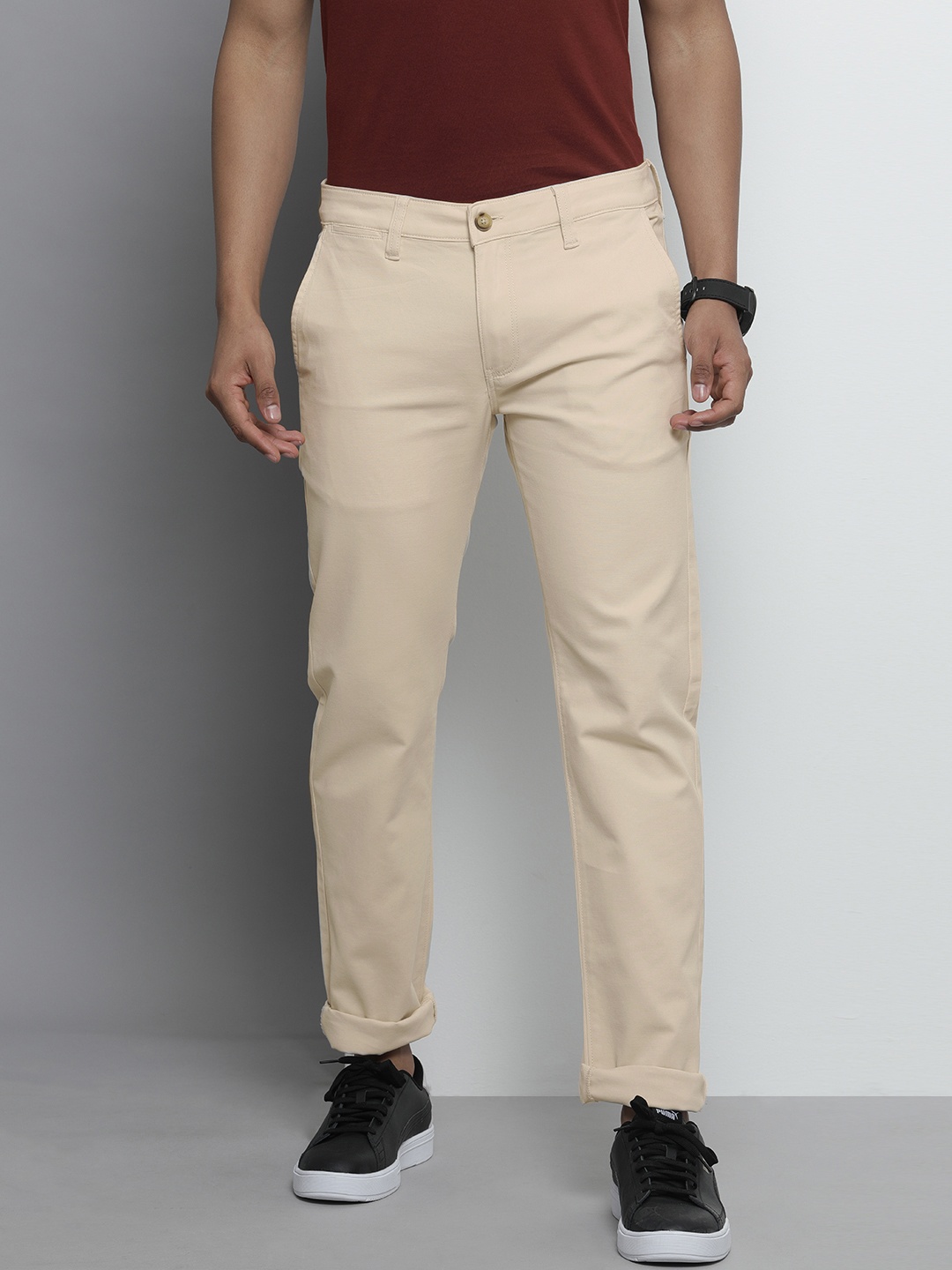 

Nautica Men Beige Slim Fit Trousers