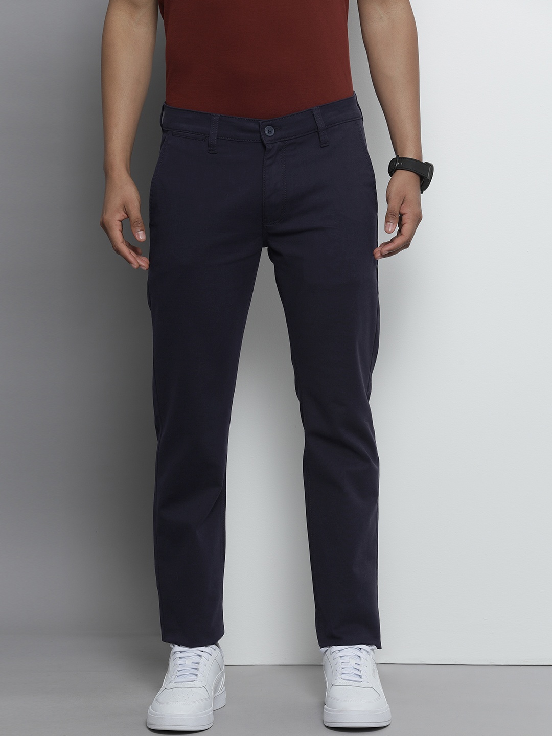 

Nautica Men Navy Blue Slim Fit Trousers