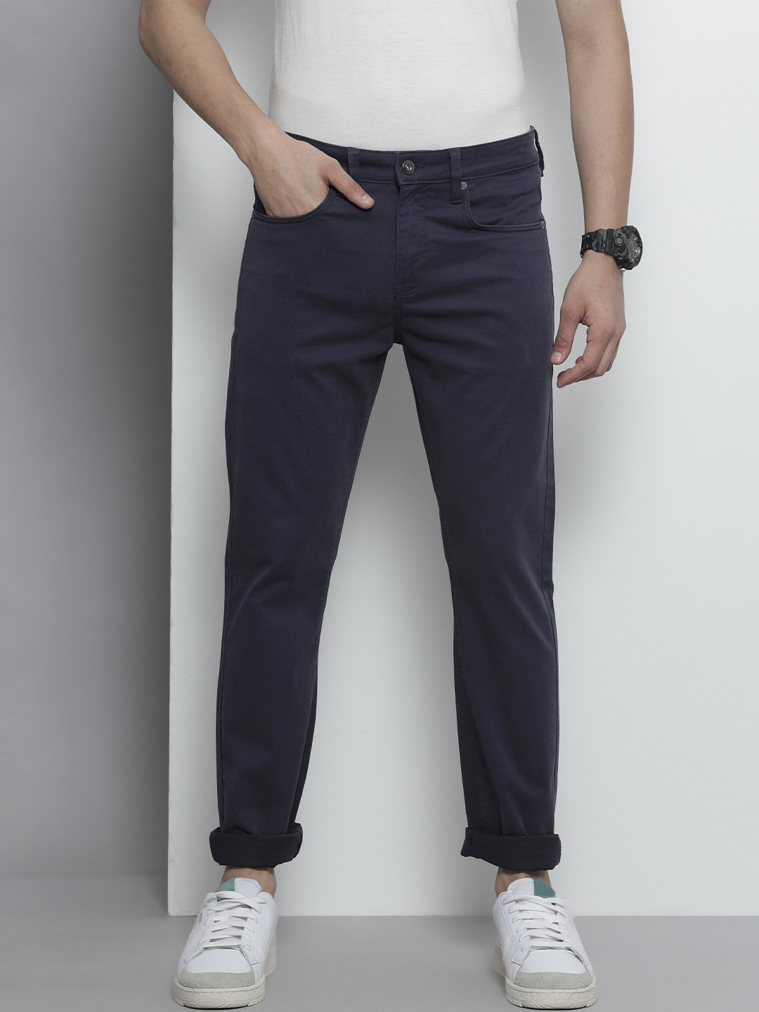 

Nautica Men Navy Blue Slim Fit Trousers