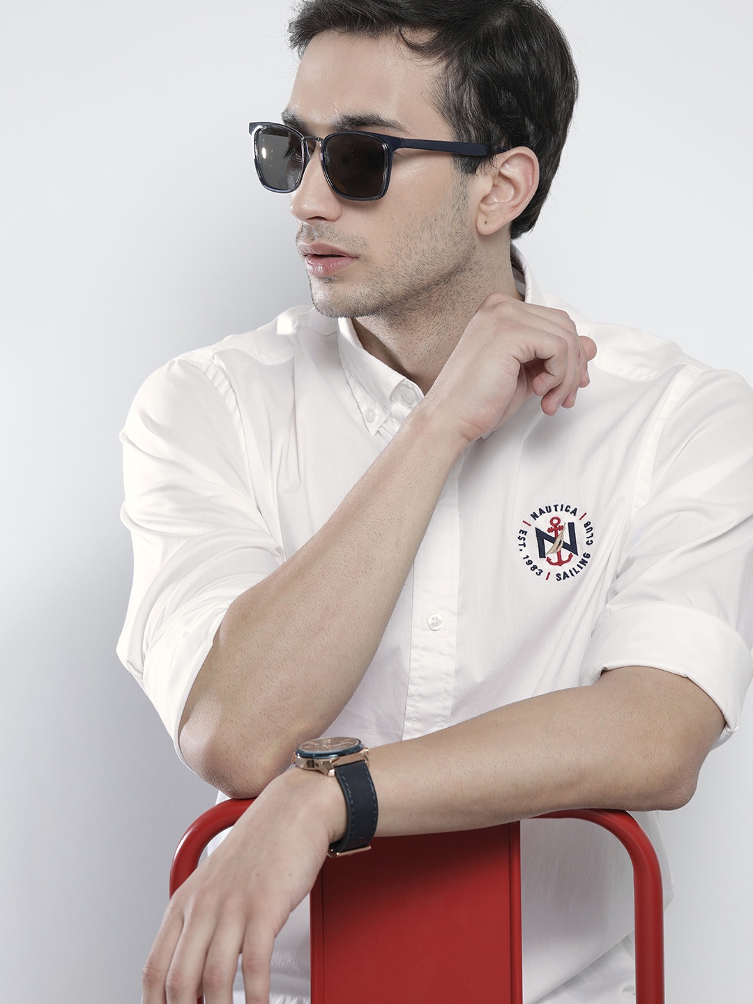 

Nautica Men White Solid Slim Fit Casual Shirt