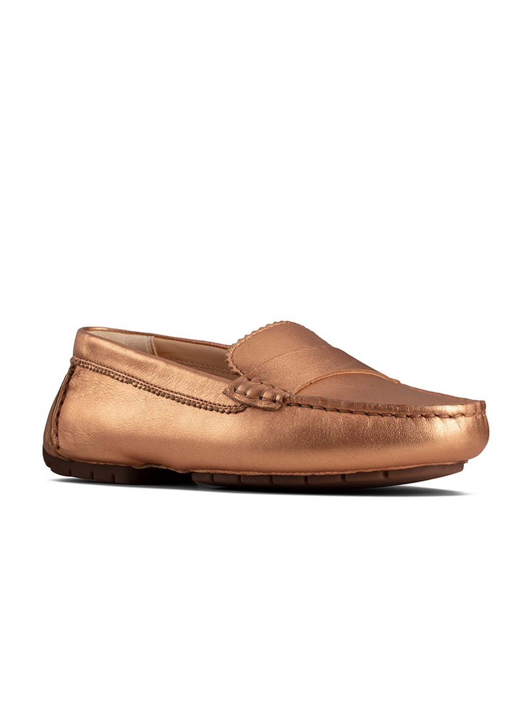 

Clarks Women Textured Leather Loafers, Copper