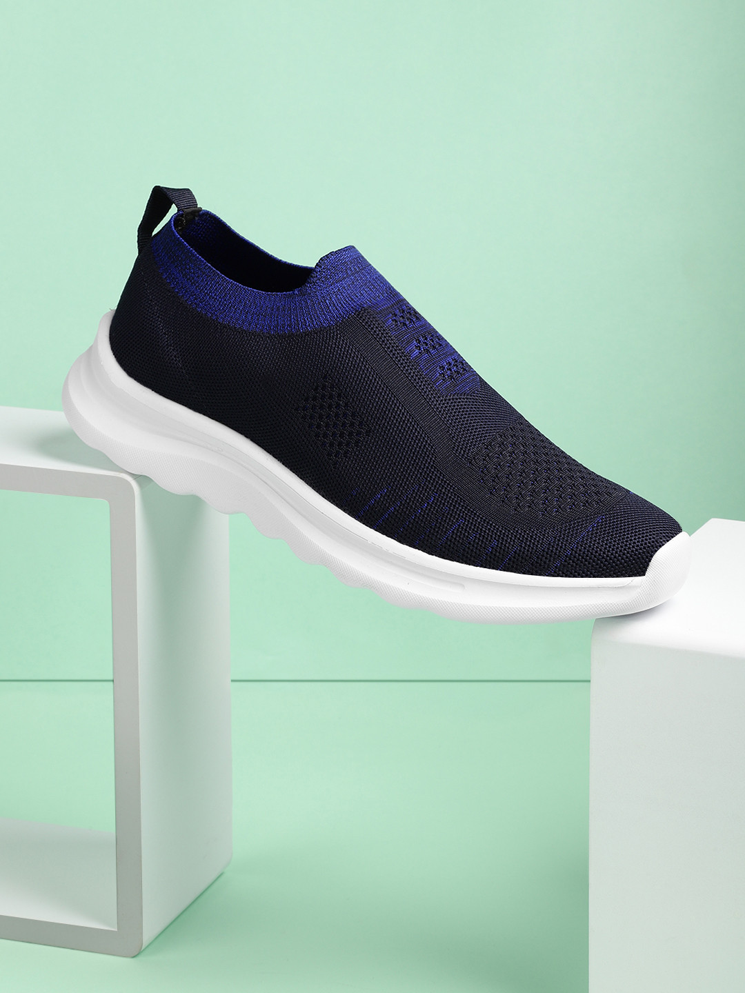 

Mast & Harbour Men Black Woven Design Slip-On Sneakers