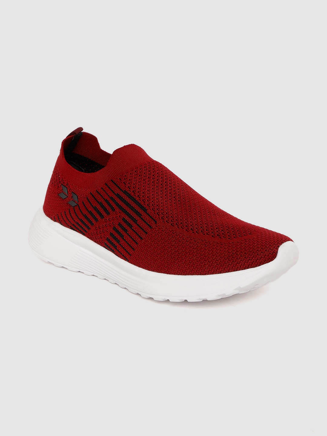 

Crew STREET Men Maroon & Black Woven Design Slip-On Sneakers