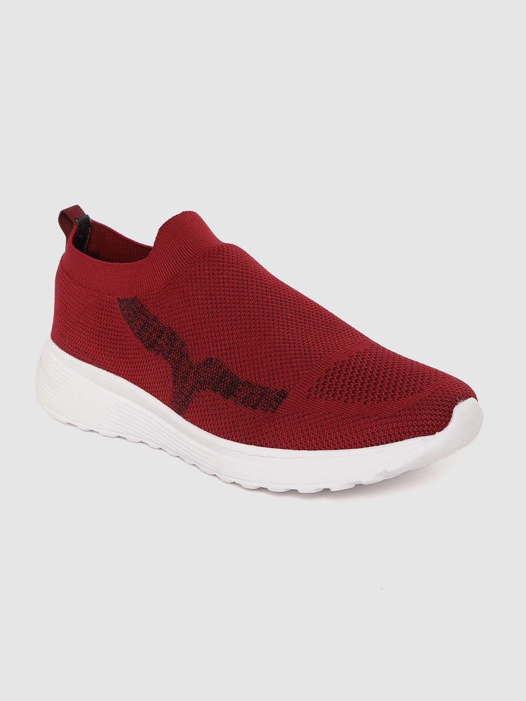 

Crew STREET Men Maroon & Black Woven Design Slip-On Sneakers