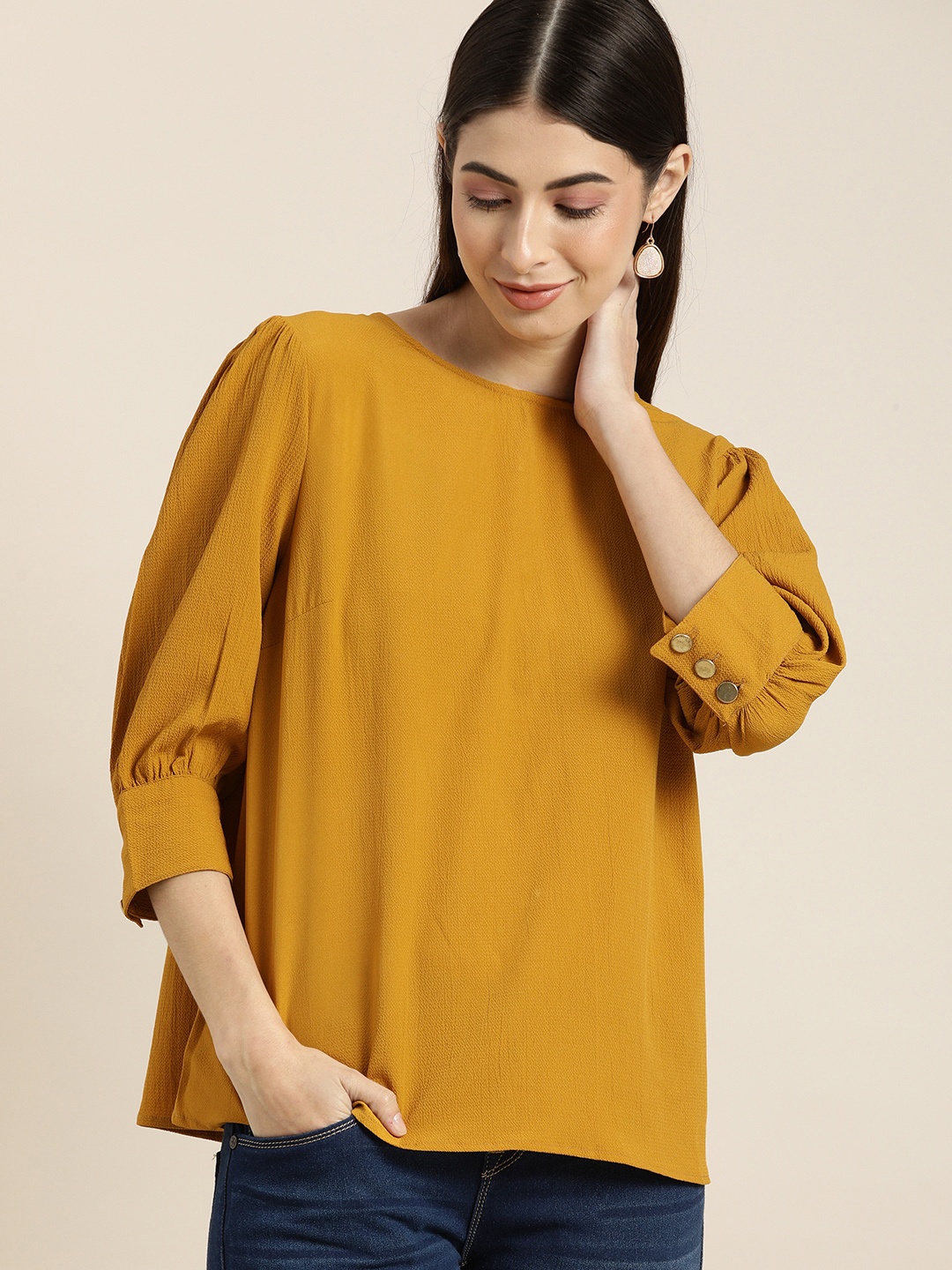 

all about you Women Yellow Solid Regular Top