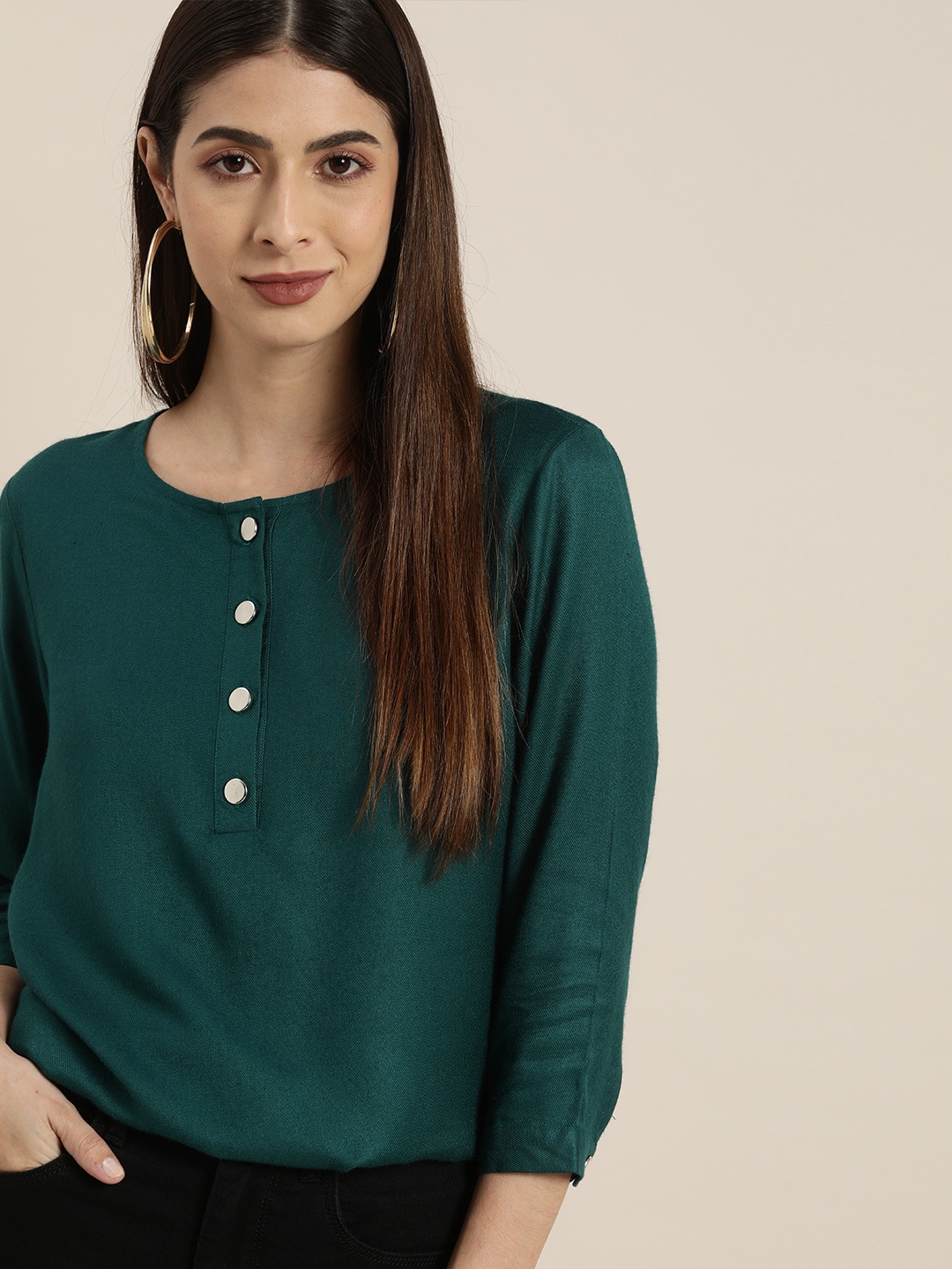 

all about you Women Teal Solid Regular Top