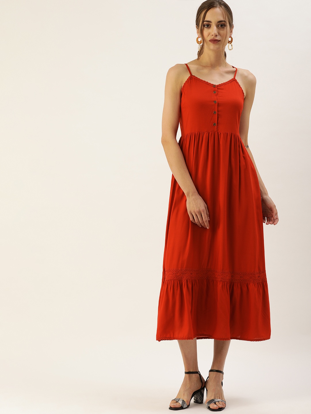 

all about you Red Tiered Midi Dress