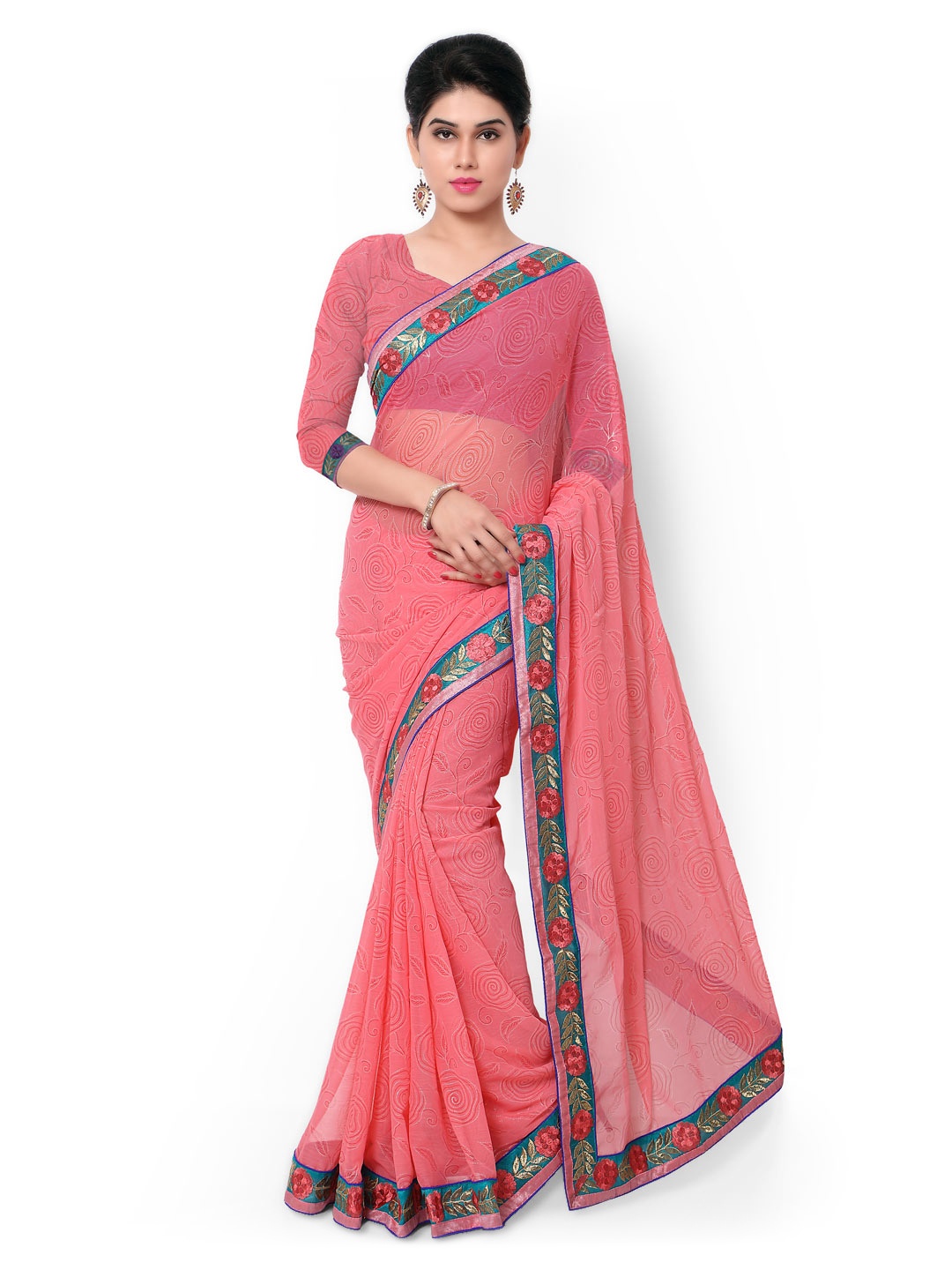 

Kalista Pink Printed Georgette Saree