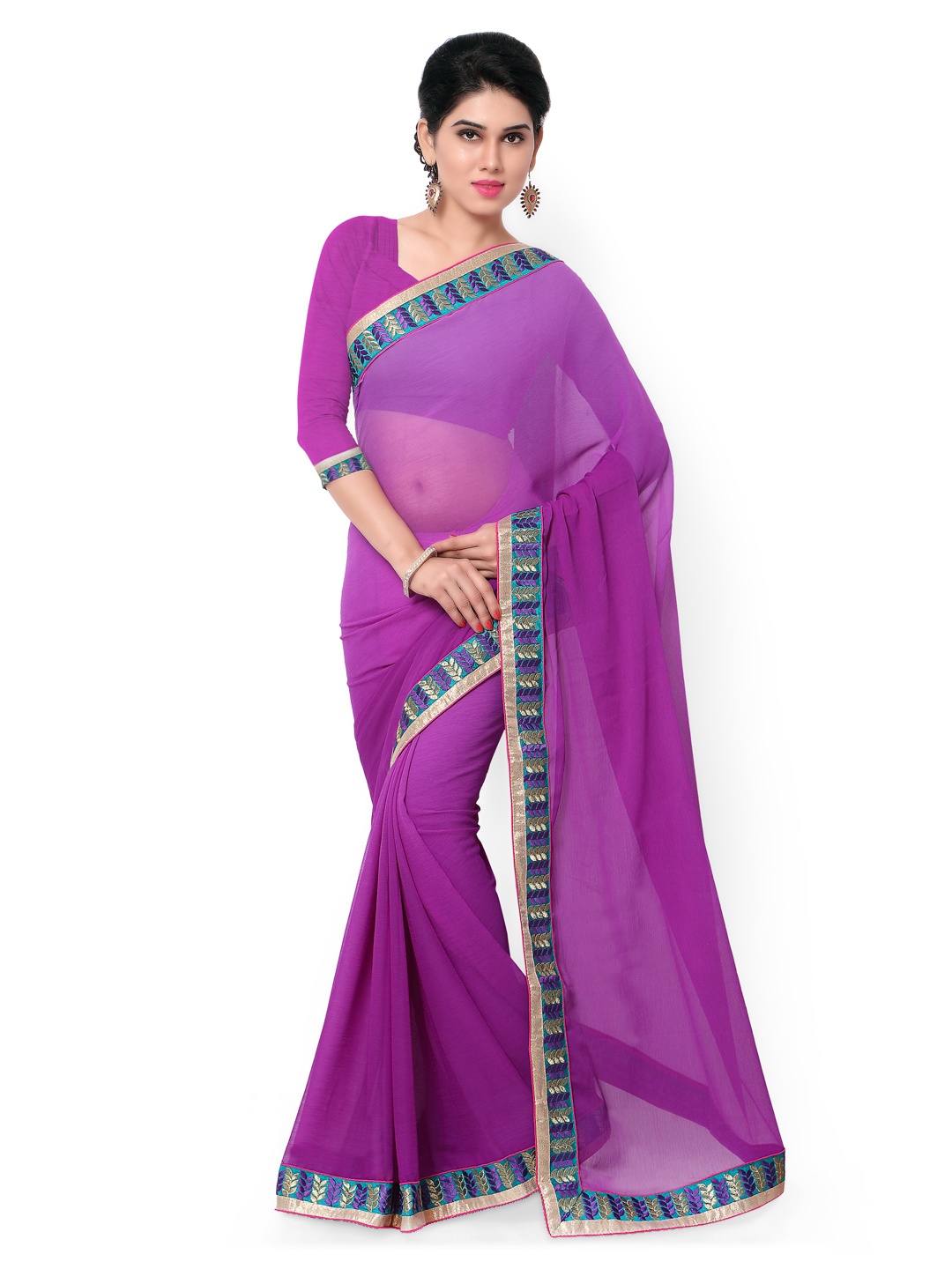 

Kalista Purple Georgette Saree