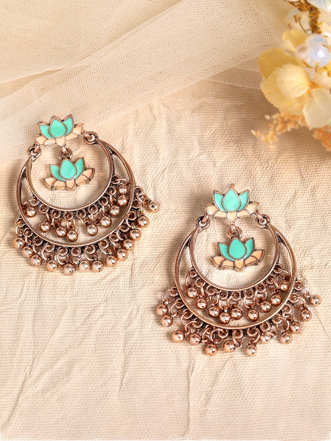 

Rubans Bronze-Toned Classic Gold-Plated Oxidised Chandbalis