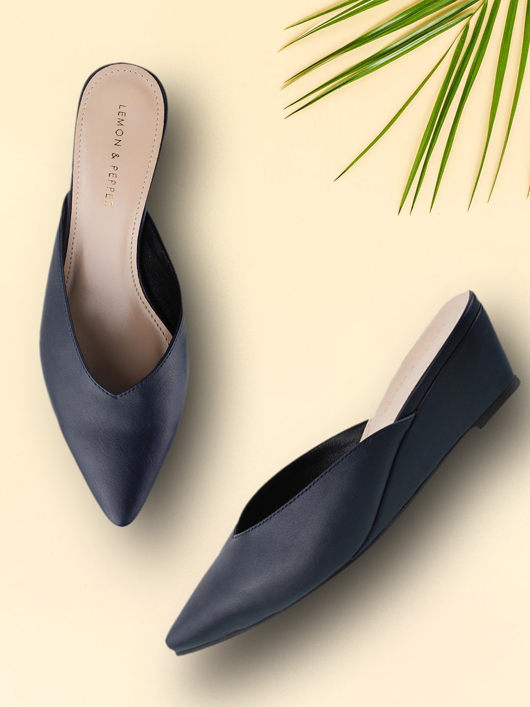 

LEMON & PEPPER Women Navy Blue Solid Wedges