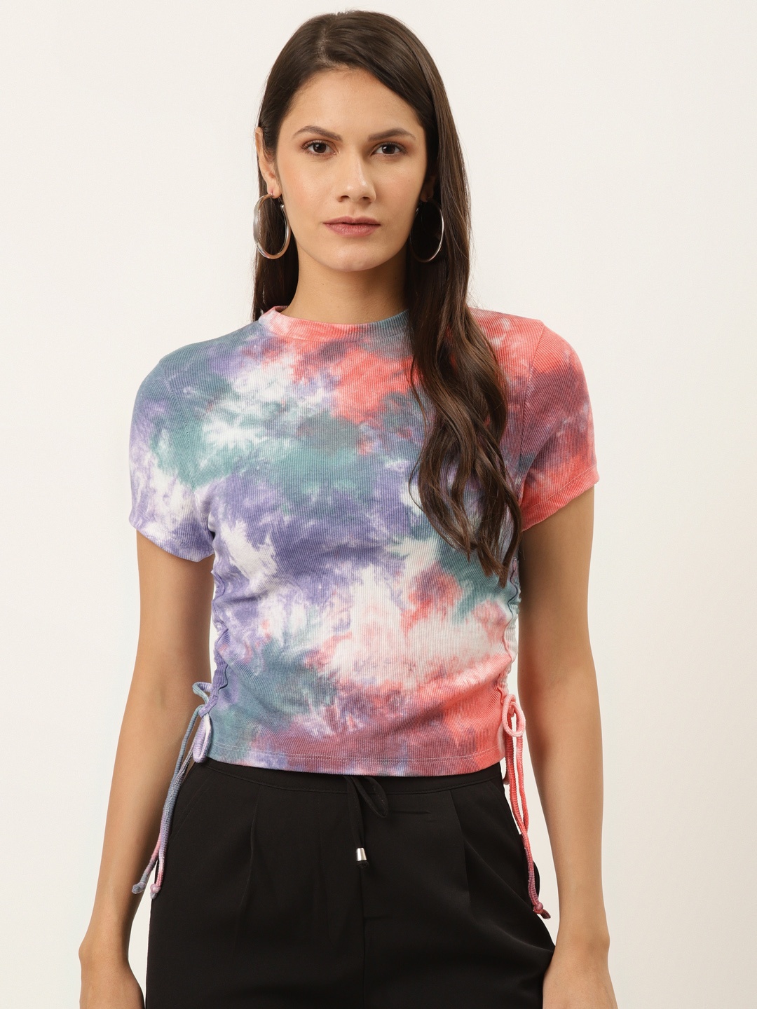 

Trendyol White Blue Dyed Cotton Regular Top