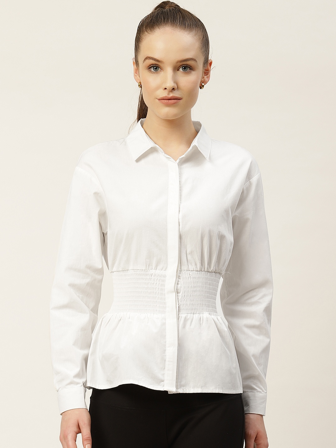 

Trendyol Women White Regular Fit Solid Casual Shirt