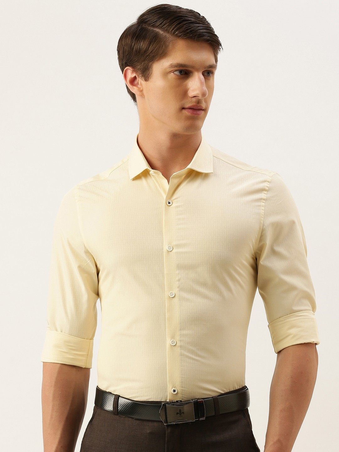 

Peter England Men Cream-Coloured Regular Fit Printed Formal Shirt