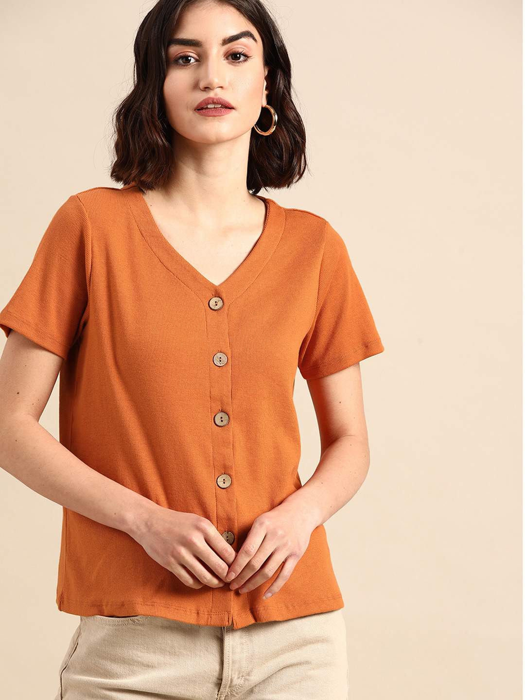 

all about you Women Orange Solid Top