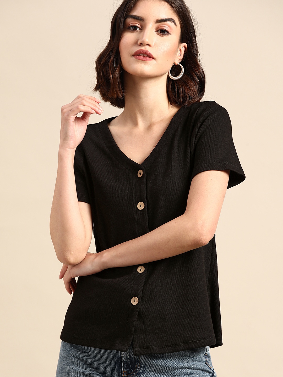 

all about you Women Black Solid Top