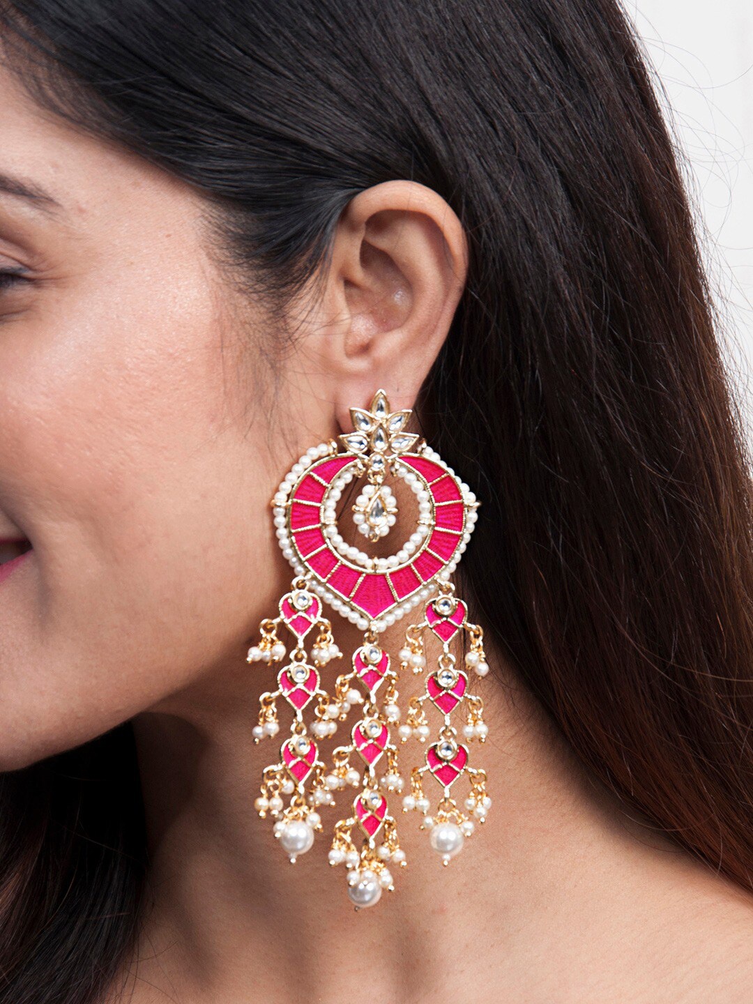 

Rubans Pink Gold-Plated Classic Drop Earrings