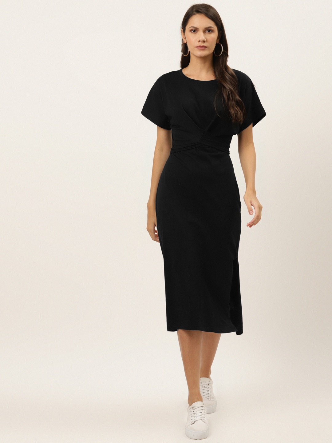 

Trendyol Women Black Solid Pure Cotton Sheath Dress