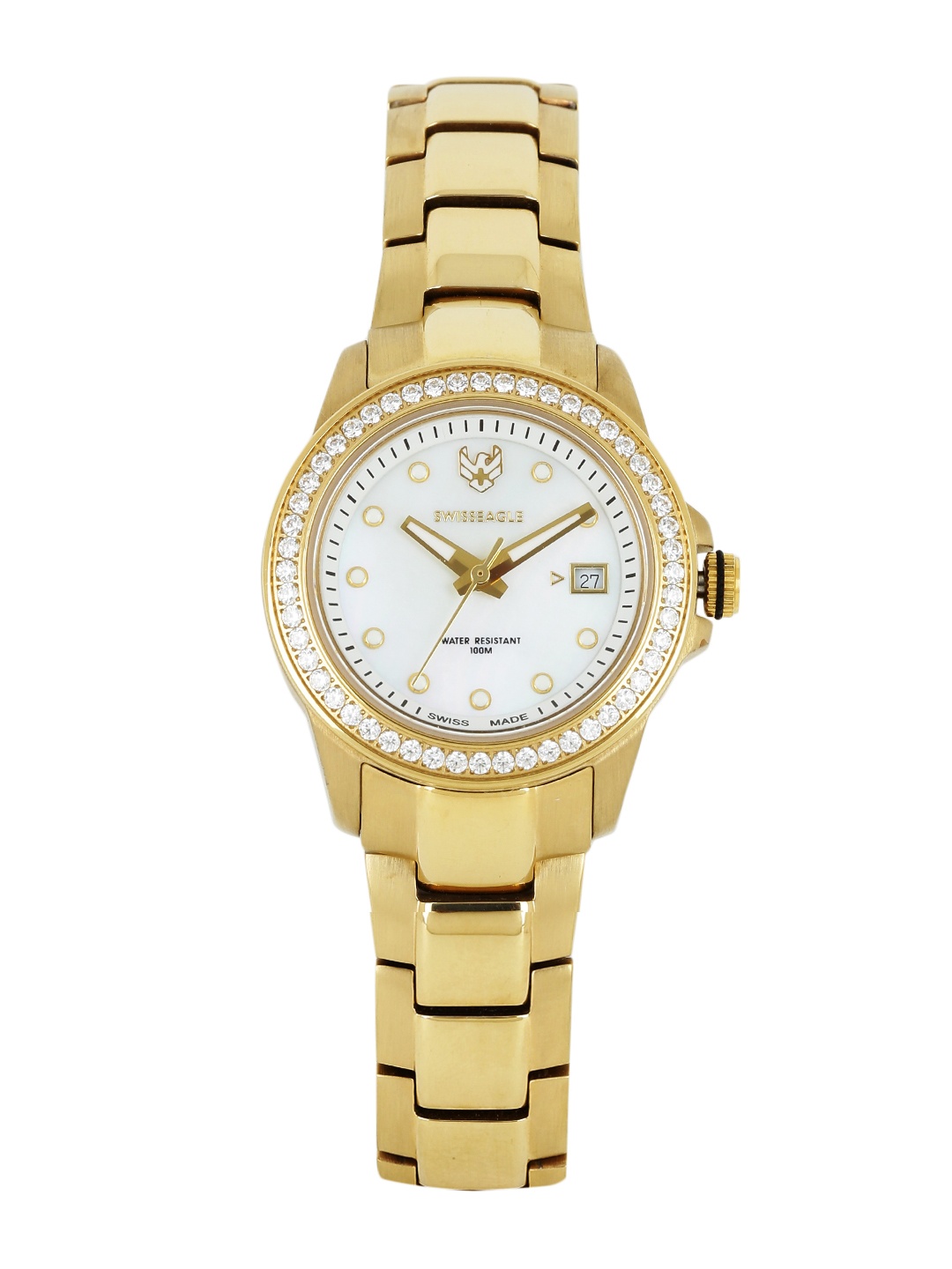 

Swiss Eagle Women Pearly White Dial Watch SE-6033-66