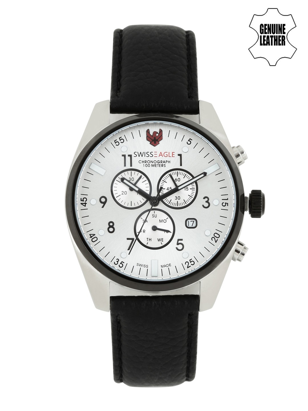 

Swiss Eagle Men Silver-Toned Dial Chronograph Watch SE-9069-01