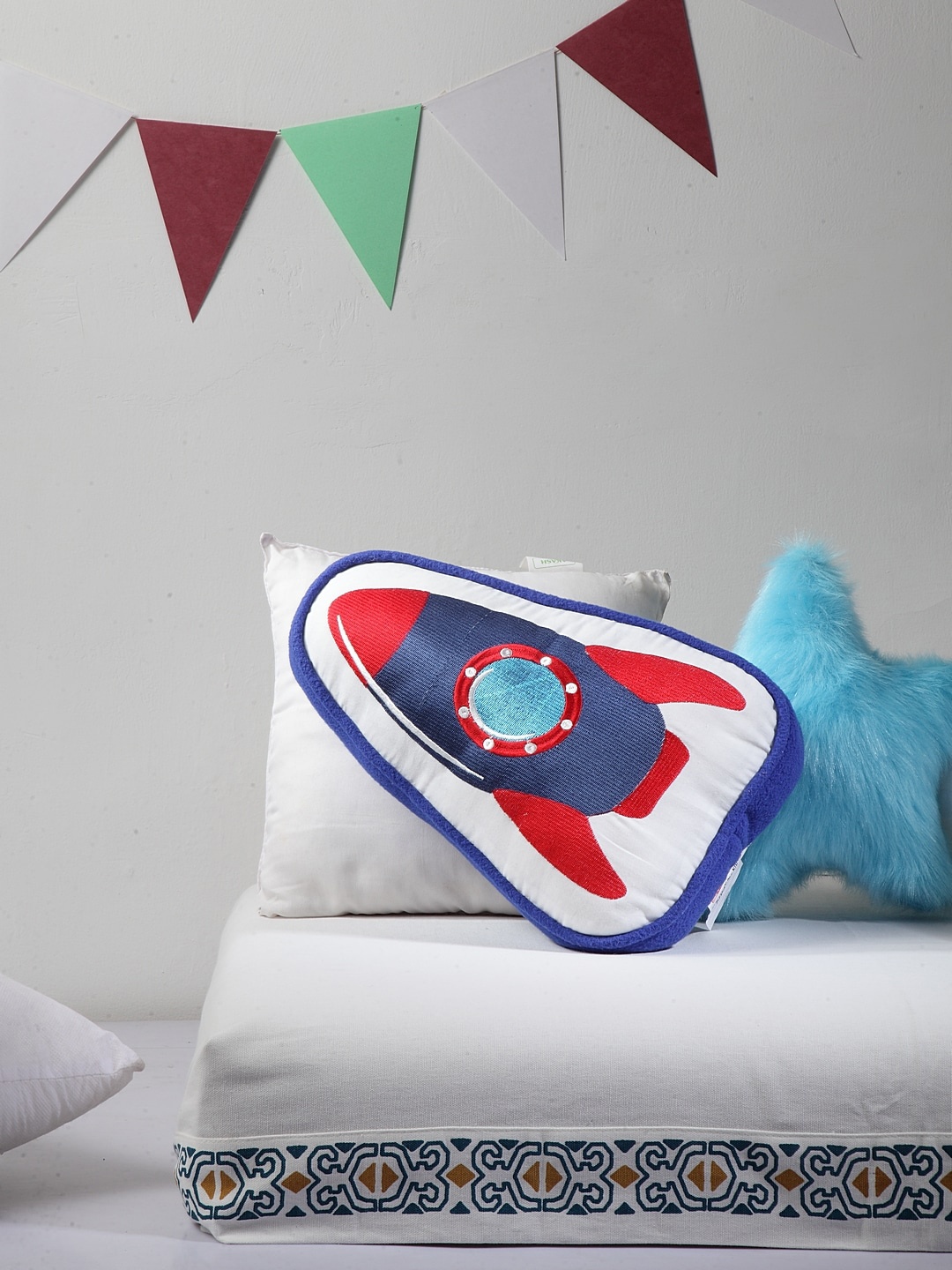

BLANC9 Kids Red & Blue Embroidered Triangular Cushion Insert