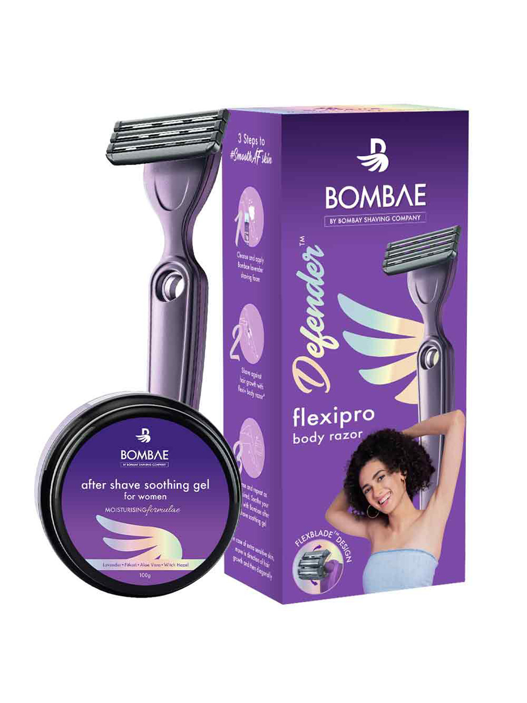 

Bombay Shaving Company Women Defender For Her Razor & After Shave Gel, Purple