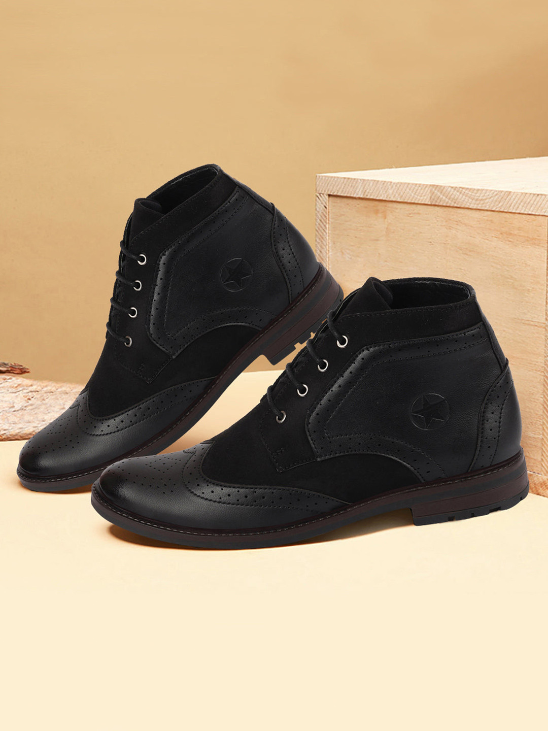 

Fausto Men Flat Boots, Black