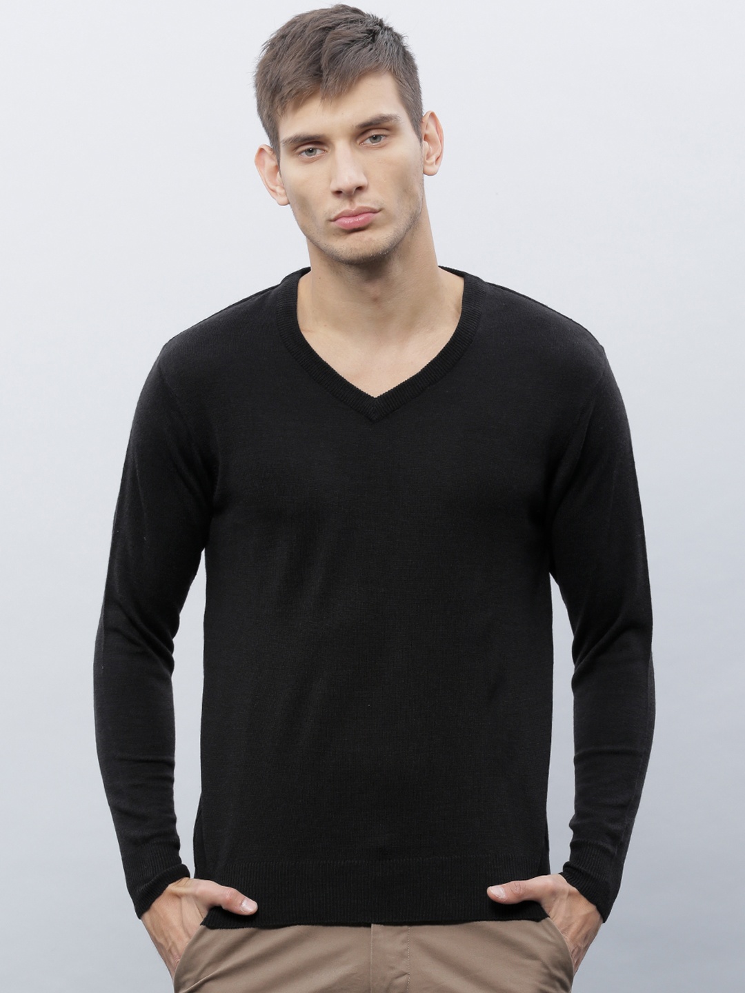 

ether Men Black Solid Sweater