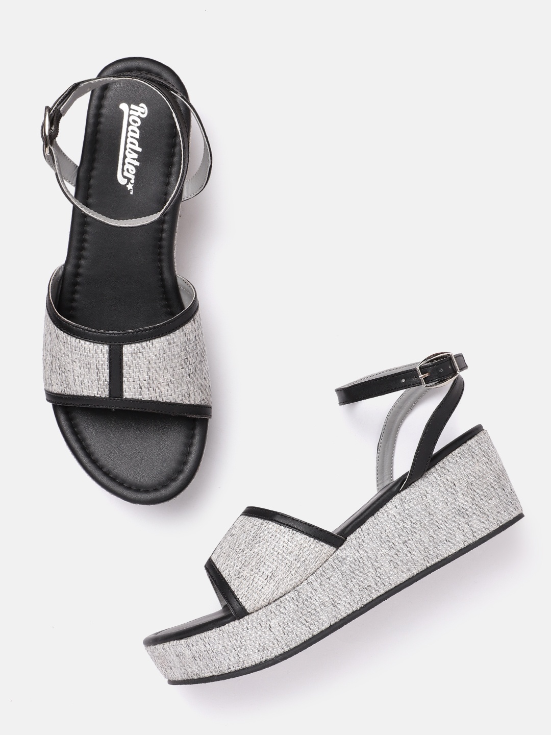 

Roadster Women Grey & White Woven Design Mid-Top Wedges