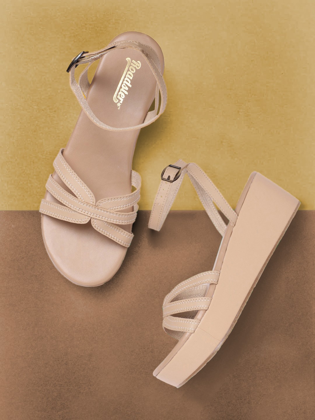 

Roadster Women Beige Solid Mid-Top Wedges