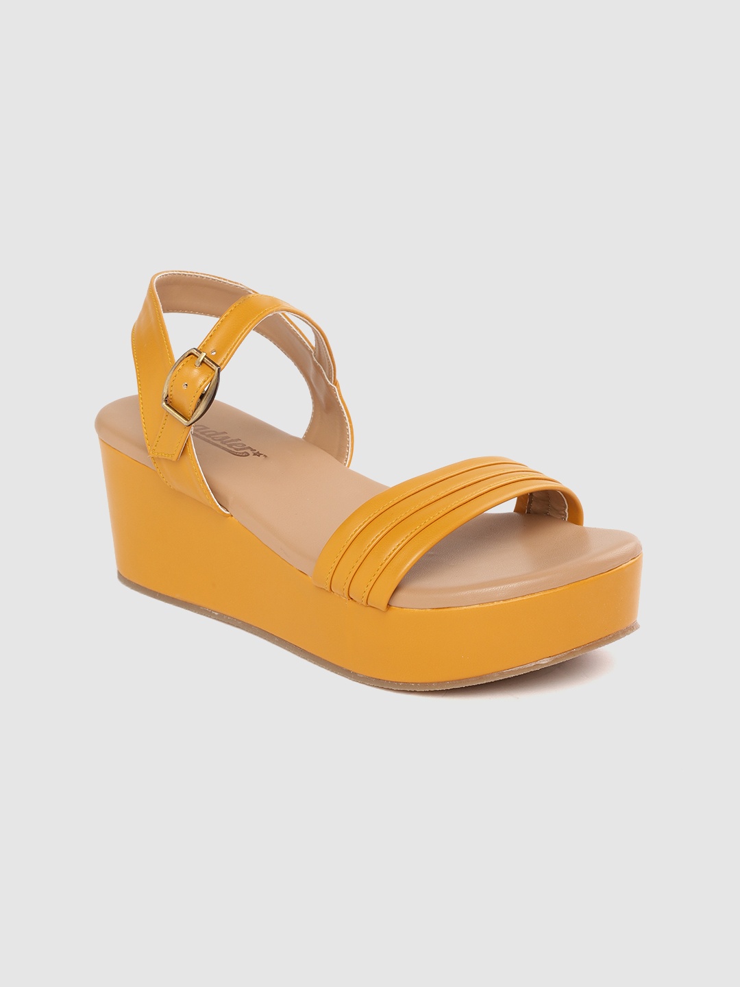 

Roadster Women Mustard Yellow Striped Wedges