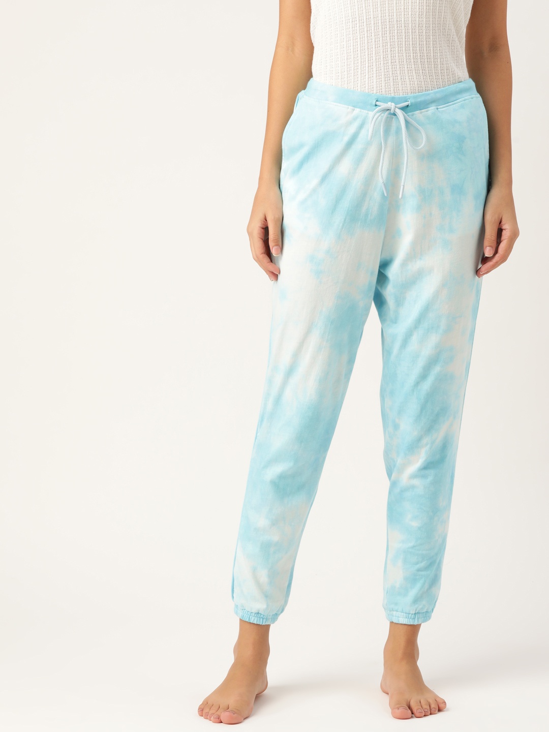 

DressBerry Women Blue & White Dyed Pure Cotton Lounge Pants