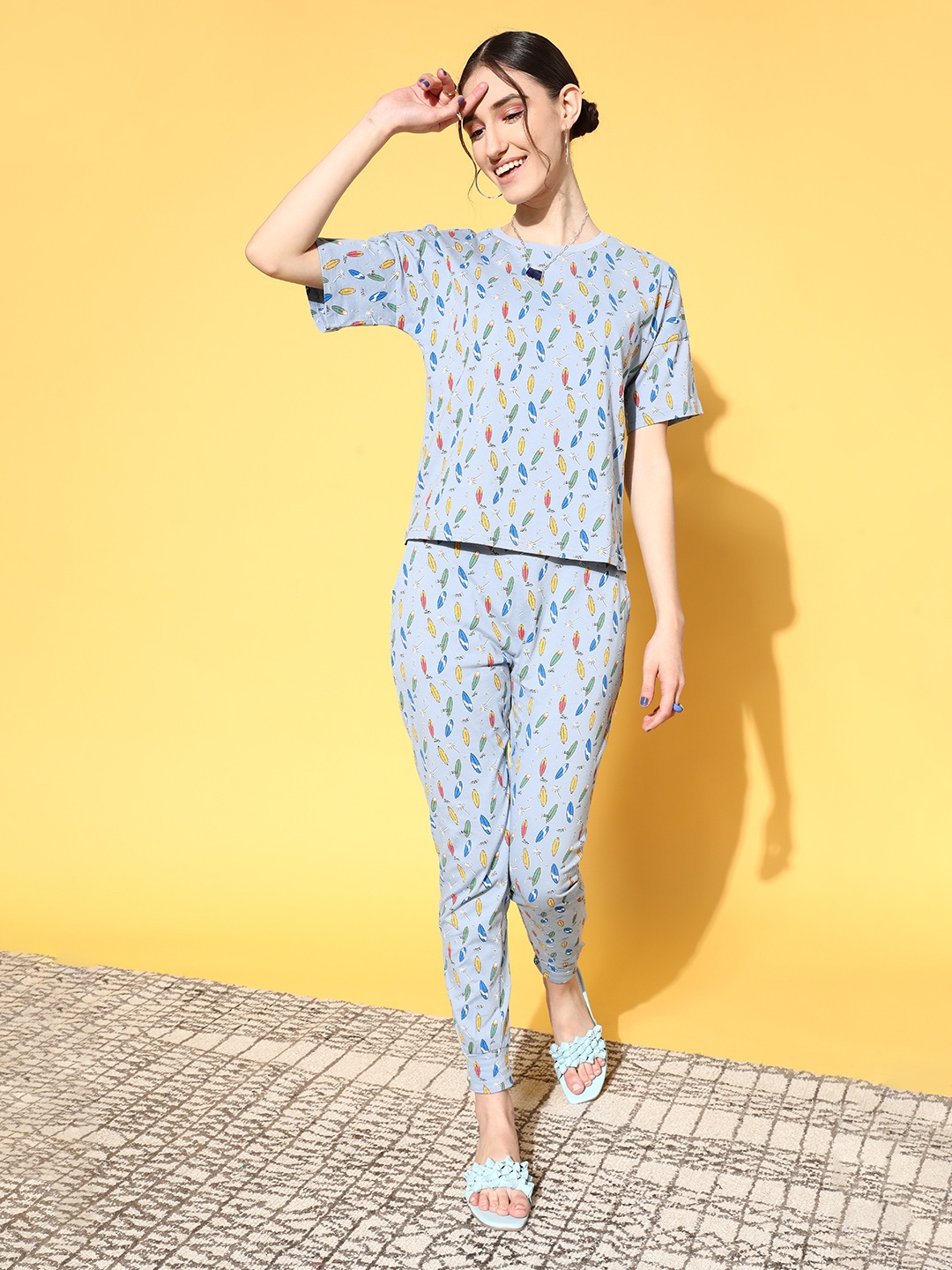 

DressBerry Women Blue Conversational Sleep Staple Night Suit