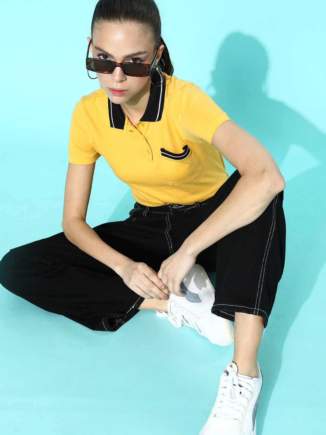 

DressBerry Women Yellow Solid Tshirt