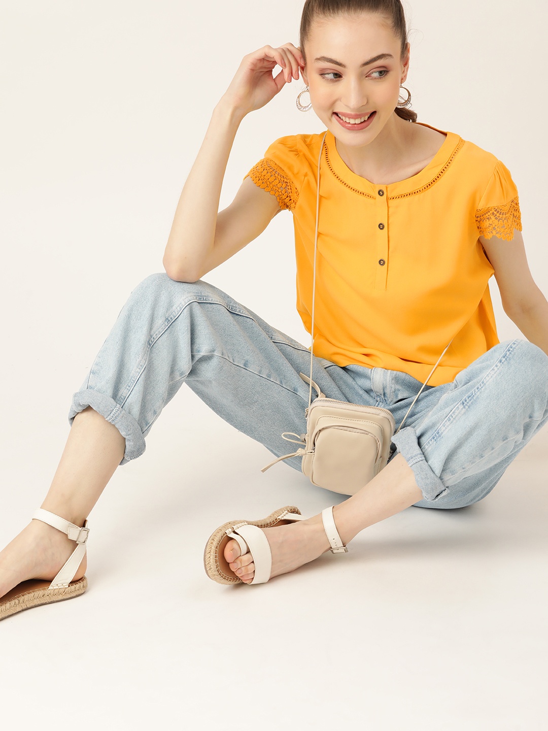 

DressBerry Yellow Solid Regular Top