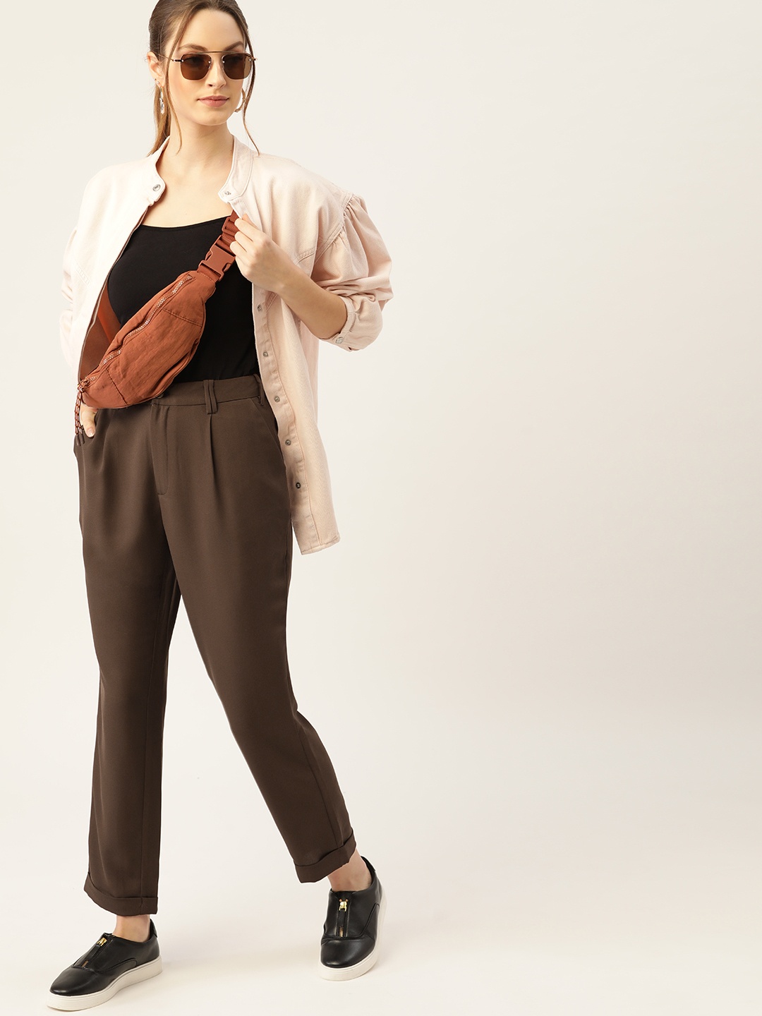 

DressBerry Women Brown Pleated Trousers