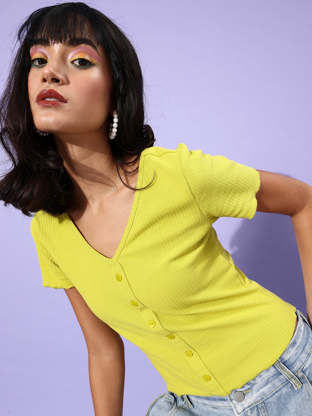 

DressBerry Bright Yellow Solid Baby Tee