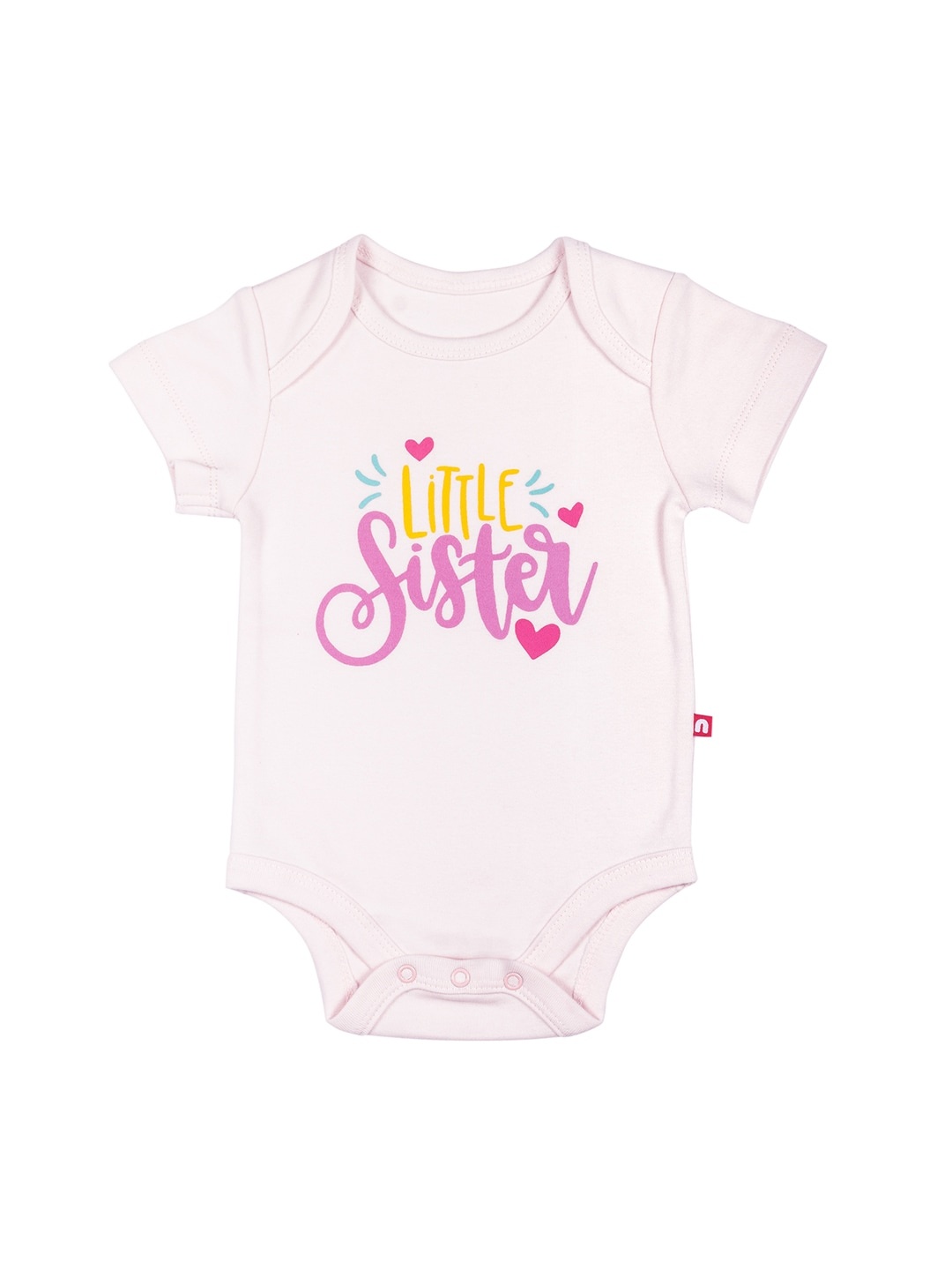 

Nino Bambino Infant Kids Pink & Yellow Printed Organic Cotton Bodysuit